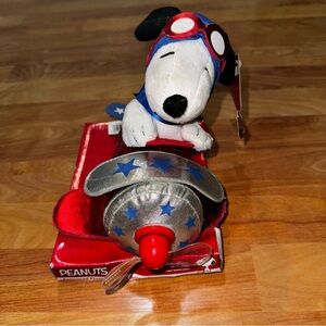 Vtg Snoopy Flying Ace Animated Light-Up Freedom Musical Propeller Works NOS RARE
